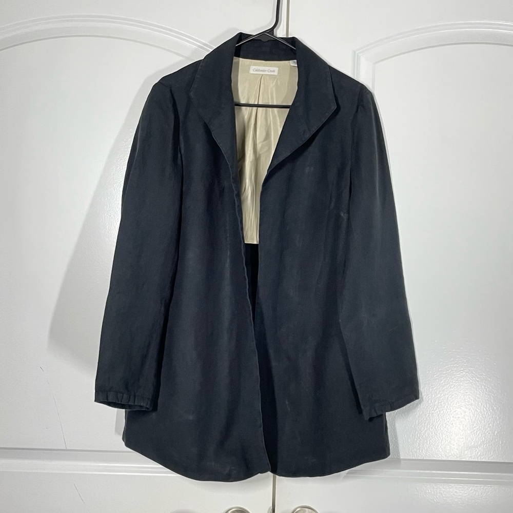 Coldwater Creek Black 100% Linen Open Longline Jacket size 6 - Picture 6 of 11